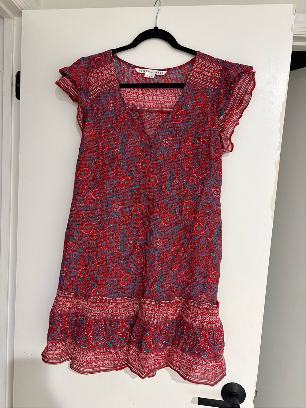 Veronica Beard Red Floral Mini Dress